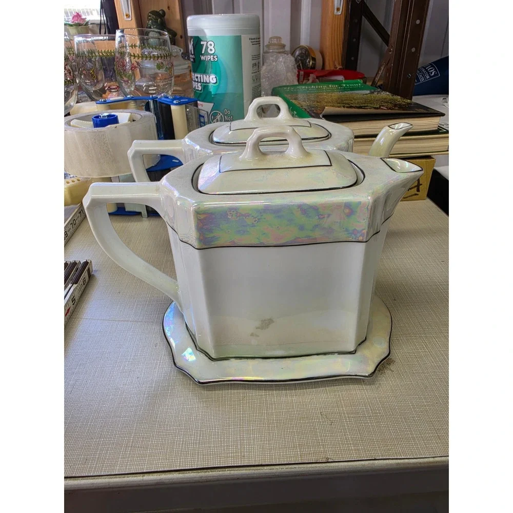 Vintage CT Altwasser Germany Iridescent Luster Porcelain Tea Coffee Set w Tray